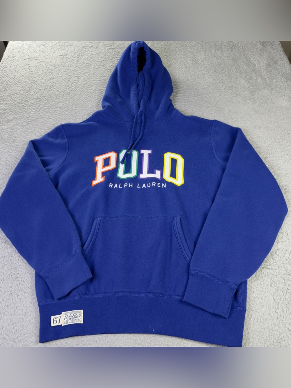 Polo Ralph Lauren Hoodie Mens Small Blue Fleece Logo Spellout Pullover Preppy - Picture 2 of 10